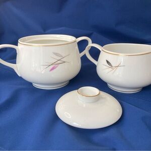Rosenthal Creamer and Sugar Bowl with Lid, Geisha Pattern, 3 Pc Set from Germany